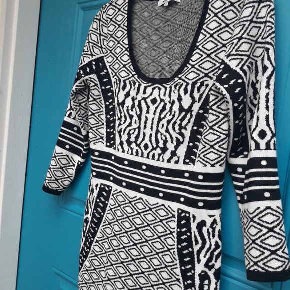 Animal Print Dress Body Con Rayon Knit Gorgeous Wild Black and White Print - Picture 3 of 16